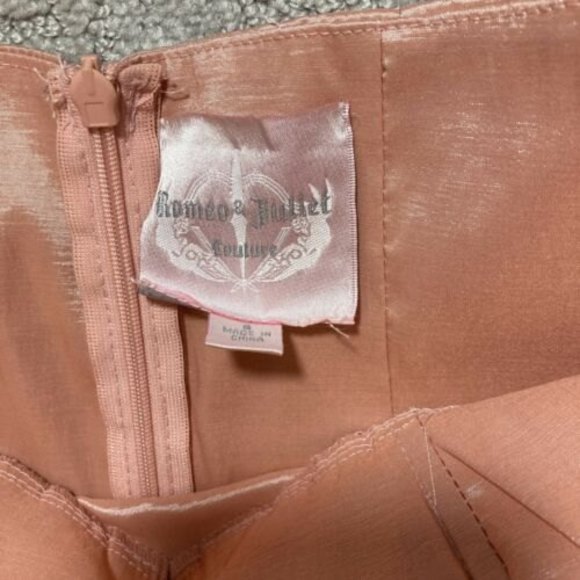 Romeo & Juliet Couture Peach Strapless Sz 6 Dress Pleated Bust & Detaile… - Picture 4 of 7